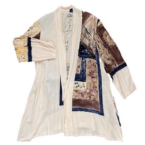 Vintage Open‎ Front Cardigan M/L Boho Lagenlook  Artsy Waterfall 80's Retro